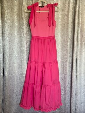 Sleeveless Tie-Shoulder Fuchsia Maxi Dress